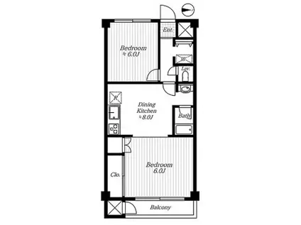 六本木サニーハイツ(2DK/3階)の間取り写真