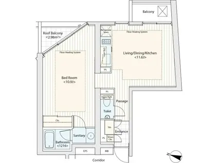 カスタリア渋谷櫻丘旧イプセ渋谷ティアズ(1LDK/5階)の間取り写真