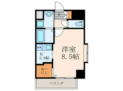 グレンフォレスト到津(1K/9階)の間取り写真