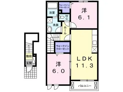 クイーンズ(2LDK/2階)の間取り写真