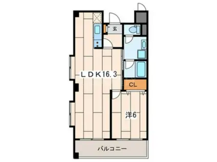 パールハイツ黒川(1LDK/2階)の間取り写真