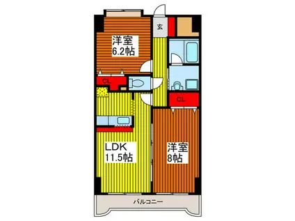 ベルグランツ(2LDK/4階)の間取り写真