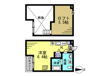 ラヴェリテ検見川(ワンルーム/1階)の間取り写真