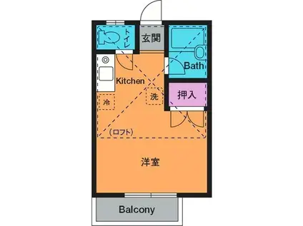 メゾン秋本(ワンルーム/2階)の間取り写真