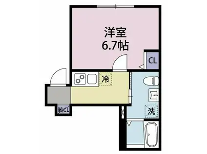 エフテラス井土ヶ谷(1K/1階)の間取り写真