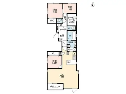 URNA SANDS(3LDK/4階)の間取り写真