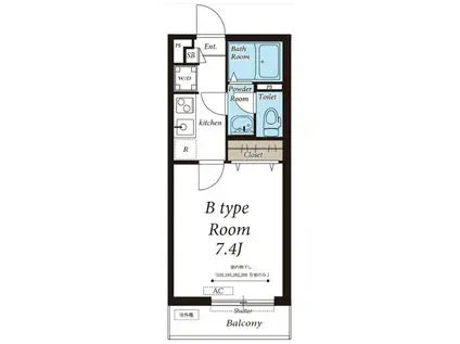 リブリ・西今川(1K/1階)の間取り写真