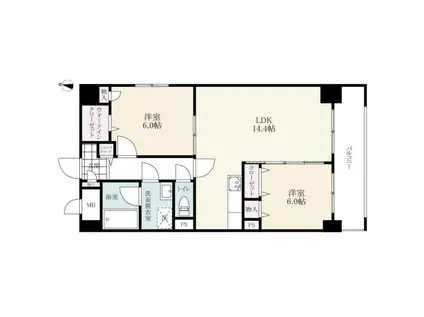 サンライズヒルズ(2LDK/2階)の間取り写真