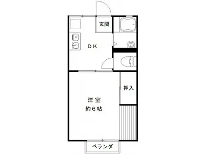 SKハイツ(1K/1階)の間取り写真