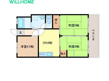 コスモマンション(3DK/2階)の間取り写真