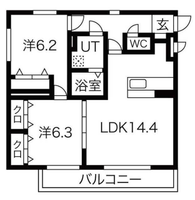 プリマヴェーラ(2LDK/3階)の間取り写真