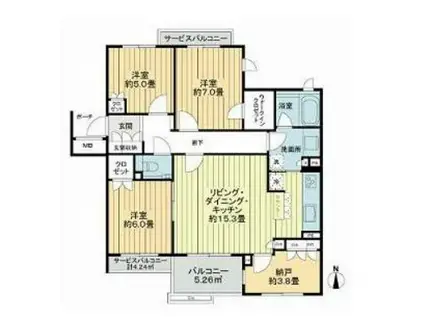 アトラス国領(3SLDK/1階)の間取り写真