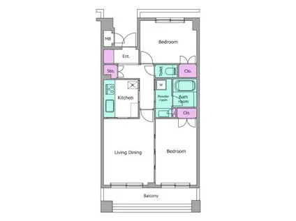 レジディア世田谷弦巻(2LDK/4階)の間取り写真