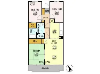 ユイト・エスブイピー(3LDK/3階)の間取り写真