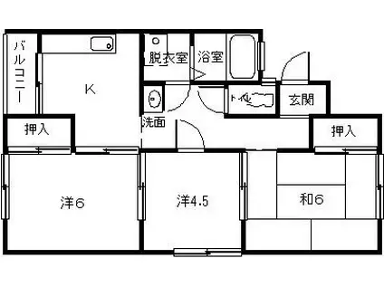 エンゼルハウス(3K/1階)の間取り写真
