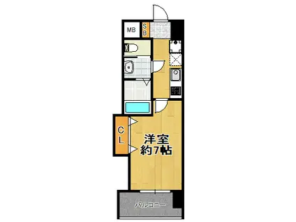 LUXE大正(1K/7階)の間取り写真