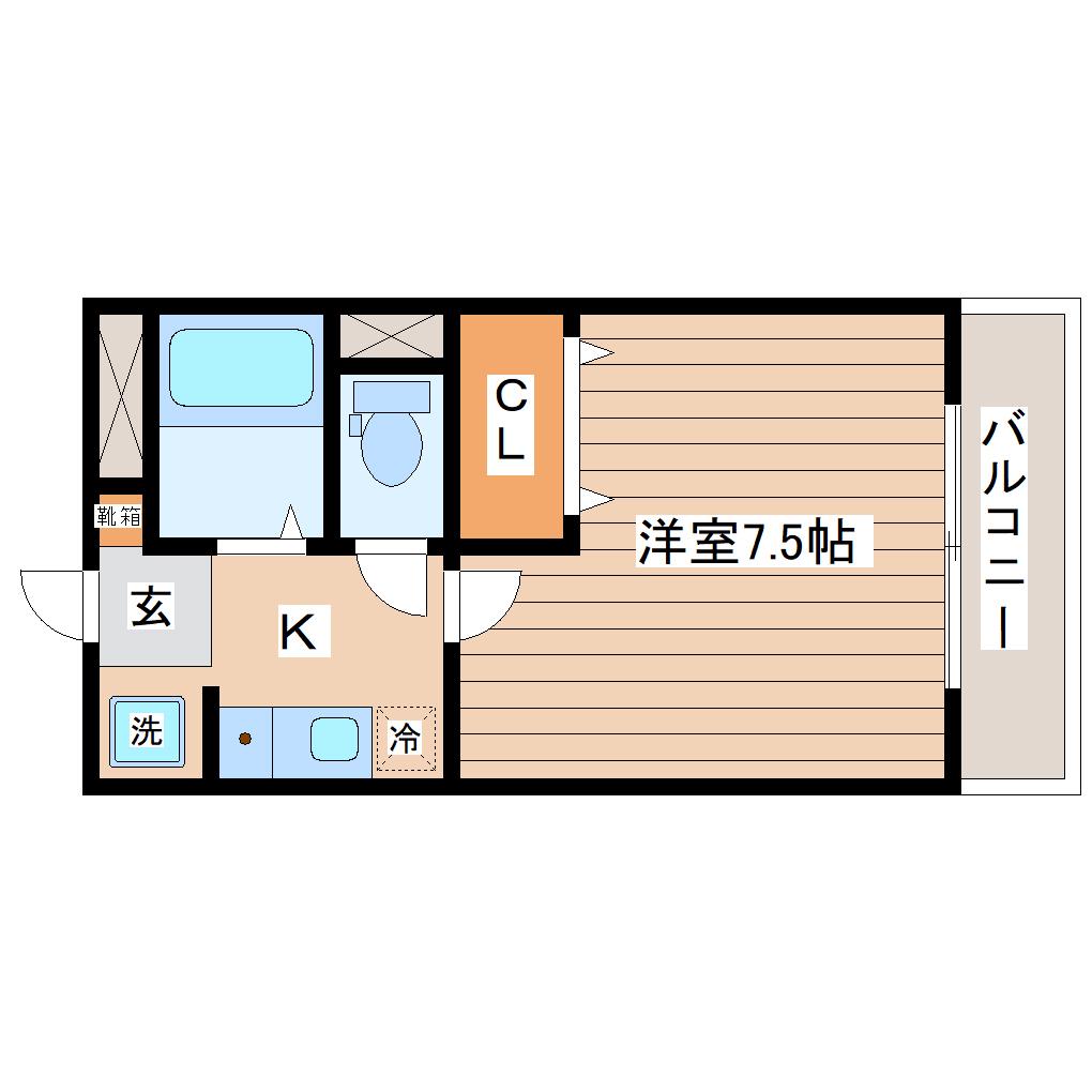 メゾンドレーヌ(1K/3階)の間取り写真