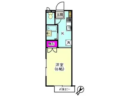 鵜の木弐番館(1K/2階)の間取り写真