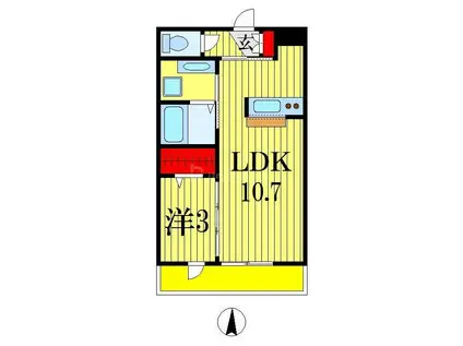 ハイデンス原木中山 A棟(1LDK/2階)の間取り写真