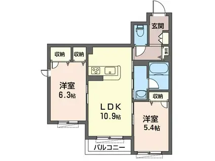 ベルーチェ(2LDK/3階)の間取り写真