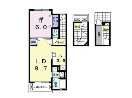 グラース・メゾン(1LDK/3階)の間取り写真