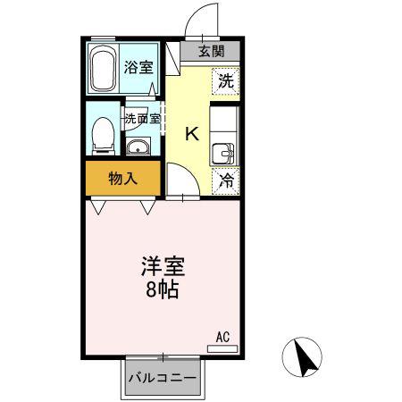 セジュール城山(1K/2階)の間取り写真