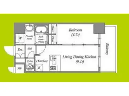 GM KOHAMA(1LDK/13階)の間取り写真