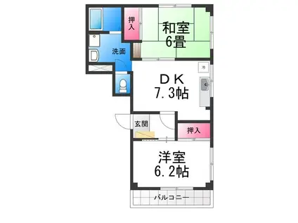 メゾンドールサンII(2DK/2階)の間取り写真