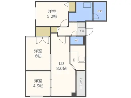 テラス山鼻20(3LDK/2階)の間取り写真