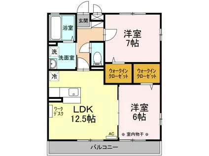 メゾン・アムール壱番館A(2LDK/1階)の間取り写真