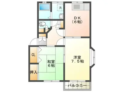 メゾン66(2DK/2階)の間取り写真