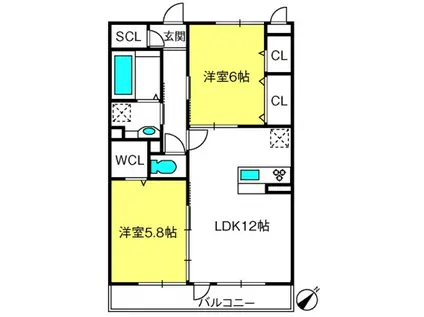 ルシエール上尾原市(2LDK/2階)の間取り写真