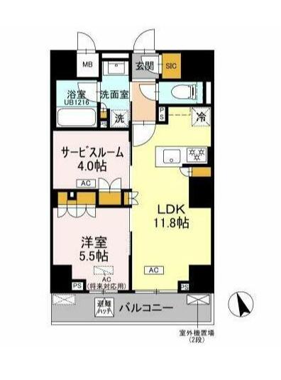 リーラ品川戸越(1SLDK/4階)の間取り写真