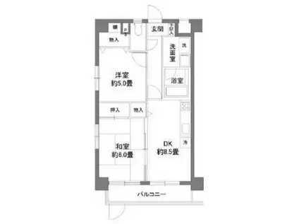 カスタリア新宿7丁目(2DK/2階)の間取り写真