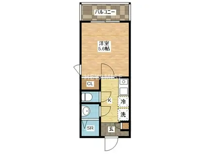 デ・クメール滑石II(1K/2階)の間取り写真