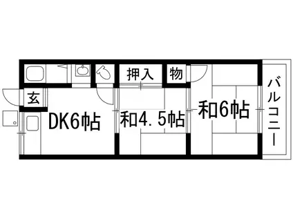 ビラビアンカ(2DK/1階)の間取り写真