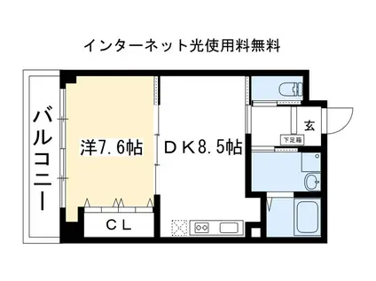 モンテソーレ下鴨(1DK/3階)の間取り写真