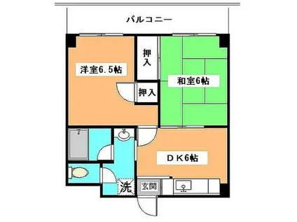 山木マンション(2DK/4階)の間取り写真