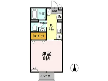 コンフォート玉名(1K/1階)の間取り写真
