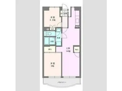 ボヌール秦野I(2LDK/5階)の間取り写真