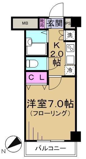 VIDA文京関口(1K/3階)の間取り写真
