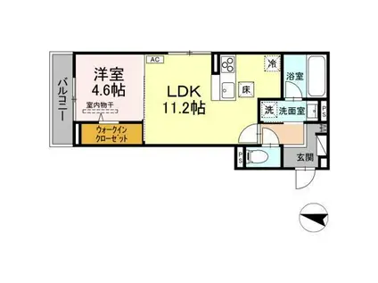 ベルヴィオラ西深津(1LDK/3階)の間取り写真