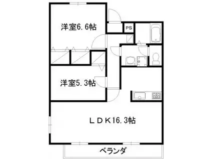 ピュアハイツ(2LDK/2階)の間取り写真