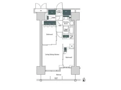 ブルックサイドレジデンス木場(2LDK/3階)の間取り写真