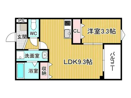 シエーナ川西中央3(1LDK/3階)の間取り写真
