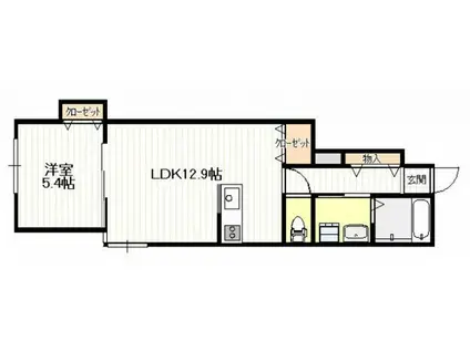 ギア2佐方(1LDK/1階)の間取り写真