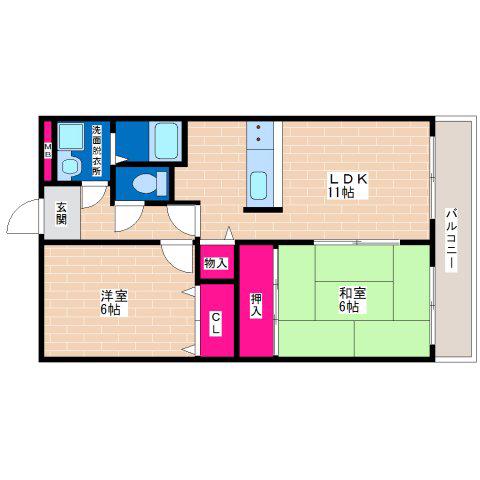 エトワール喜連(2LDK/4階)の間取り写真
