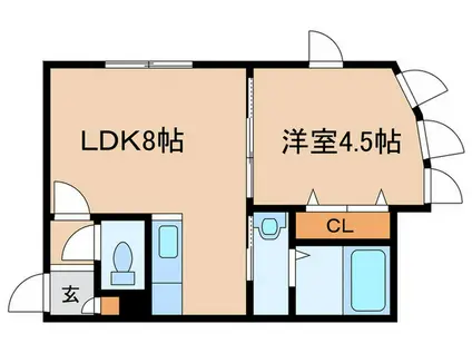 カリエンタ美園(1LDK/3階)の間取り写真