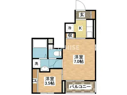 ハーモニー三原(1LDK/3階)の間取り写真