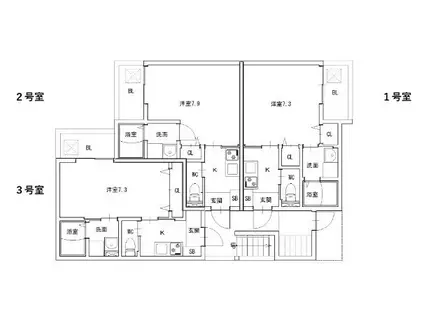 GLITTER箱崎駅前(1K/2階)の間取り写真